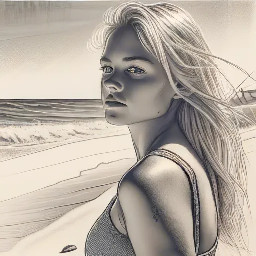 , blonde hair and small breasts on the beach