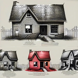 create the house  based on this description taking from de book : small and red with tight- steps in front and windows so small -Bricks are crumbling in places, and the front door is so swollen that you have to push hard to get in. There is no front yard, only four little elms the city planted by the curb. Out back is a small garage for the car we don't own yet and a small yard that looks smaller between the two buildings on either side. 