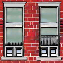 create the house  based on this description taking from de book : small and red with tight- steps in front and windows so small -Bricks are crumbling in places, and the front door is so swollen that you have to push hard to get in. There is no front yard, only four little elms the city planted by the curb. Out back is a small garage for the car we don't own yet and a small yard that looks smaller between the two buildings on either side. 