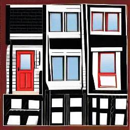 create the house  based on this description taking from de book : small and red with tight- steps in front and windows so small -Bricks are crumbling in places, and the front door is so swollen that you have to push hard to get in. There is no front yard, only four little elms the city planted by the curb. Out back is a small garage for the car we don't own yet and a small yard that looks smaller between the two buildings on either side. 