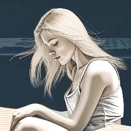 , blonde hair and small breasts on the beach